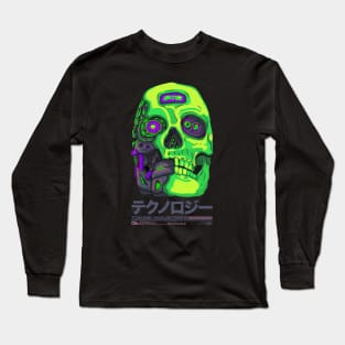 Cybernetic Cyberpunk Futuristic Skull Long Sleeve T-Shirt